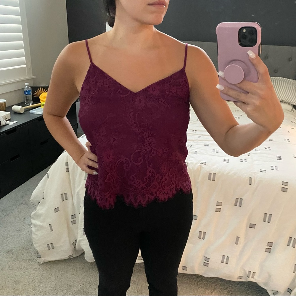 NWT Maroon Lace Cami Top Size Small WAYF Nordstrom